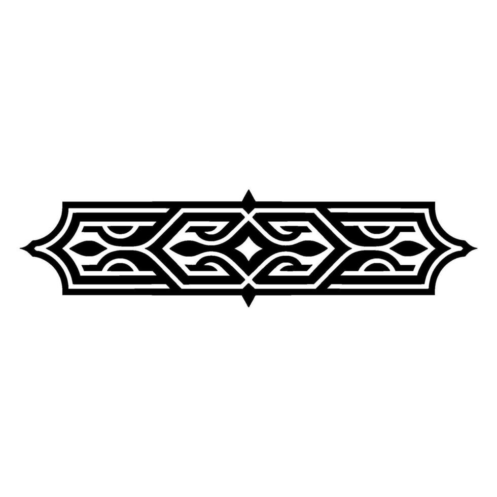 Geometric Black Pattern Ornament on White, Decorative Border vector