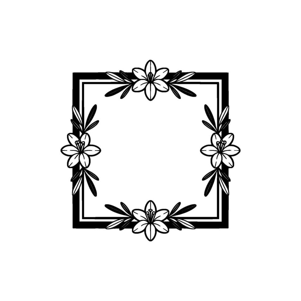 Floral Frame, Minimalist Flower Border, Invitation vector