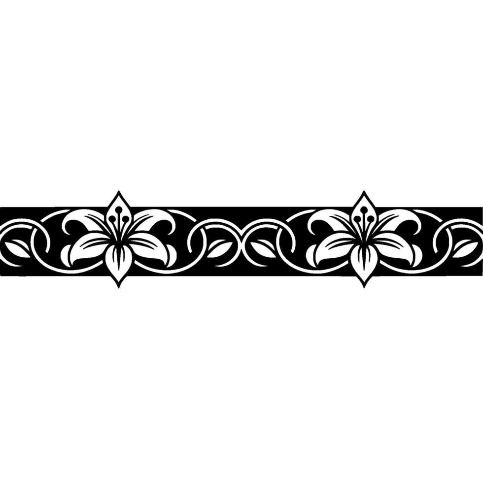 Elegant Floral Border, Black and White, Decorative Pattern - Floral border vector