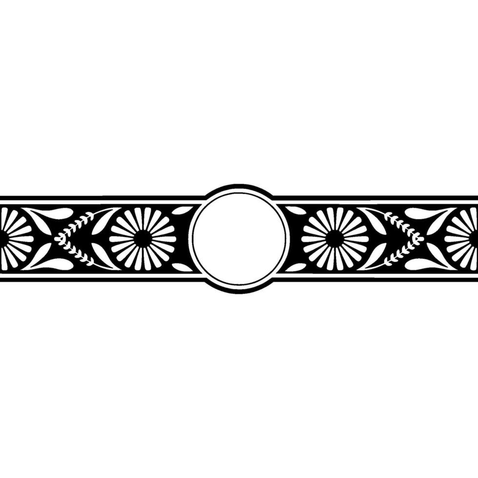 Elegant Floral Border in Black and White - Pattern - Symmetrical vector