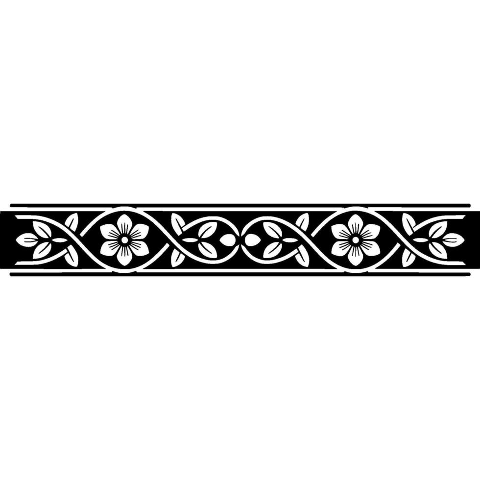 Elegant Black and White Floral Border for vector