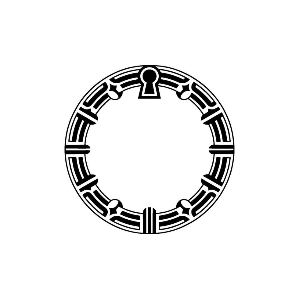 Ornate Keyhole Circle on White Background vector