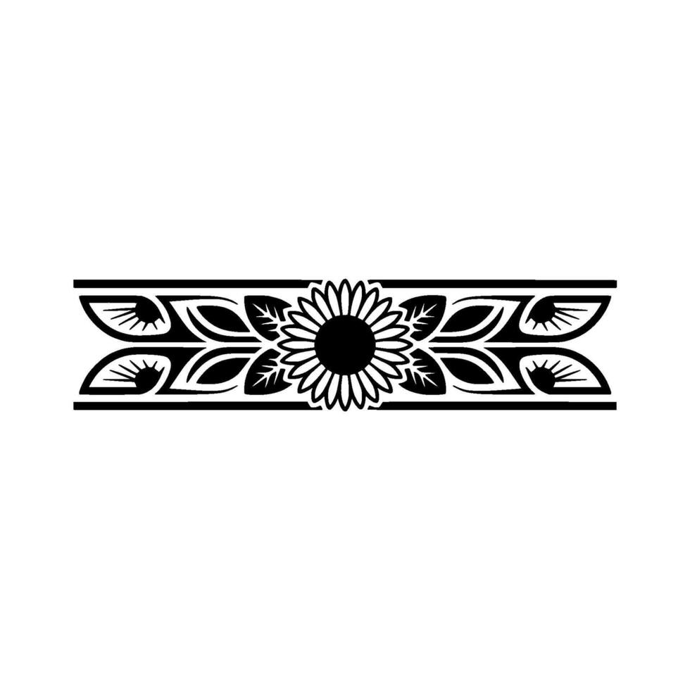 Elegant Floral Border Black Sunflower on White vector