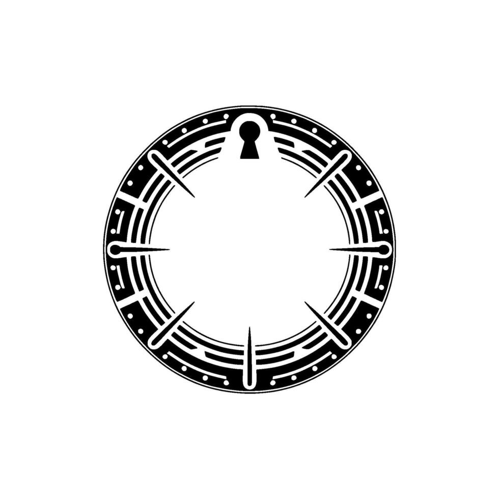 Elegant Circular with Keyhole, Minimalist Monochrome vector