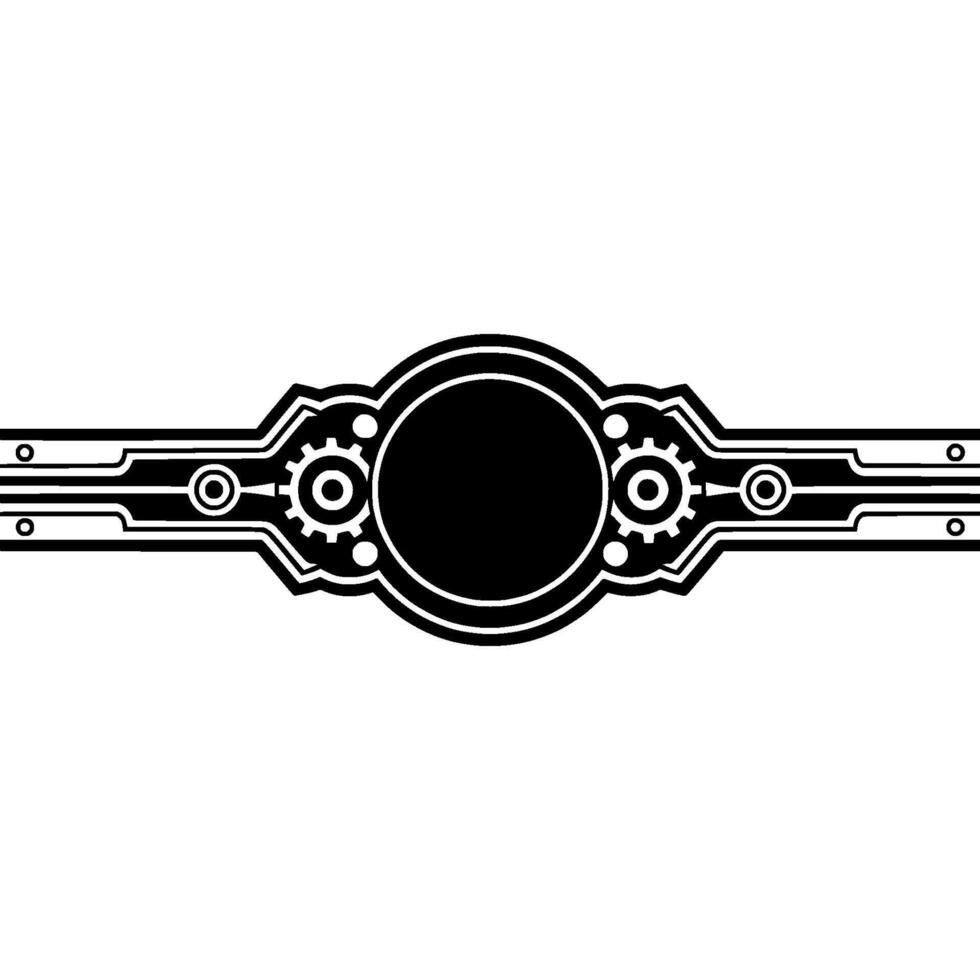 Minimalist Tech Emblem Black White Gear on White Background vector