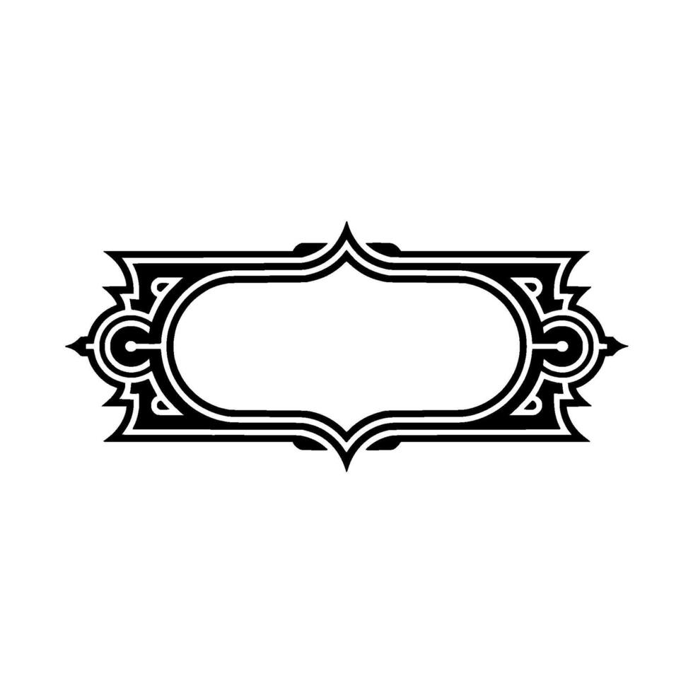 Elegant Black White Ornamental Label Frame, Isolated on White vector