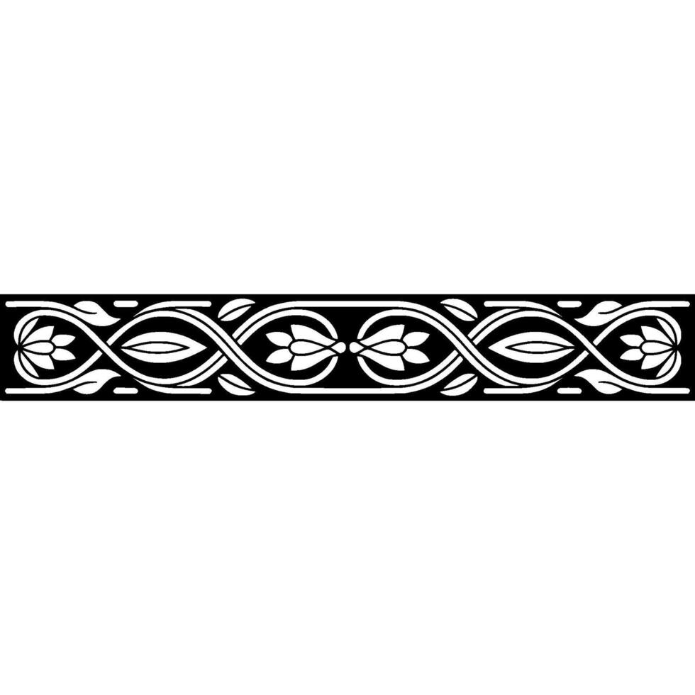 Elegant Floral Border in Black and White - Ornament - Pattern vector