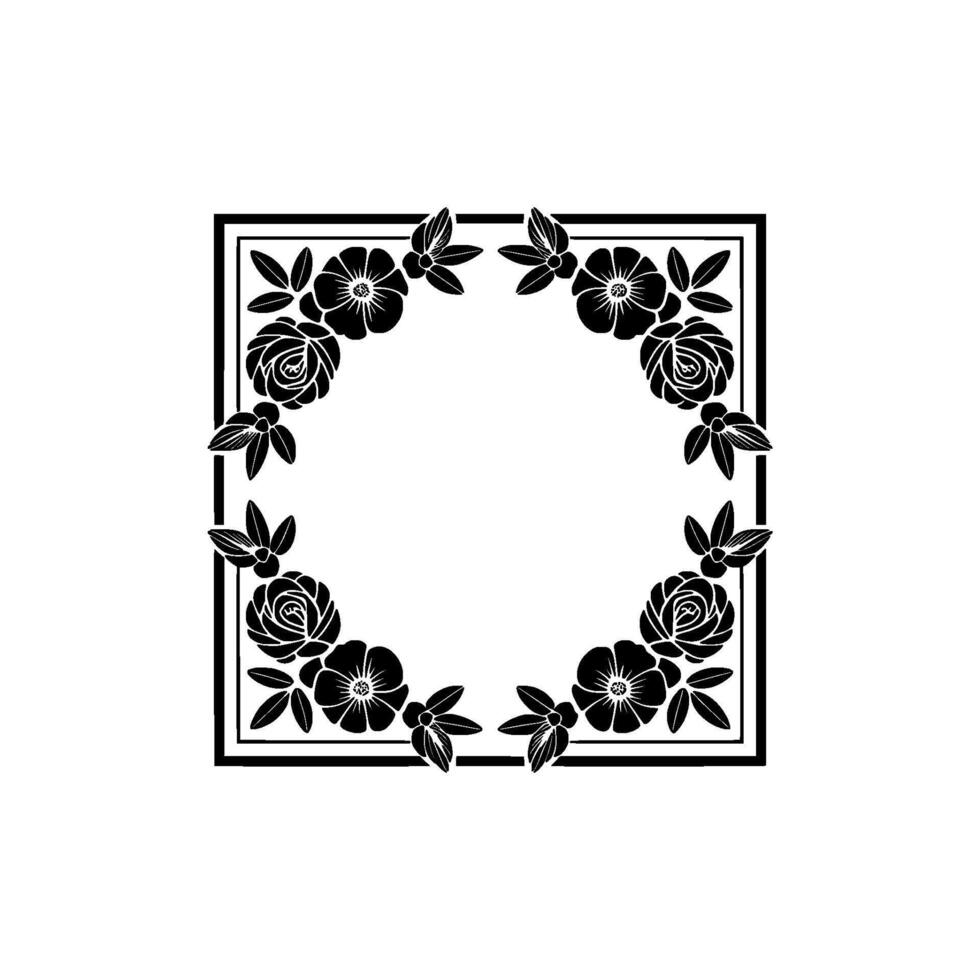 Elegant Black Floral Frame on Cream Background Invitations, Elements vector