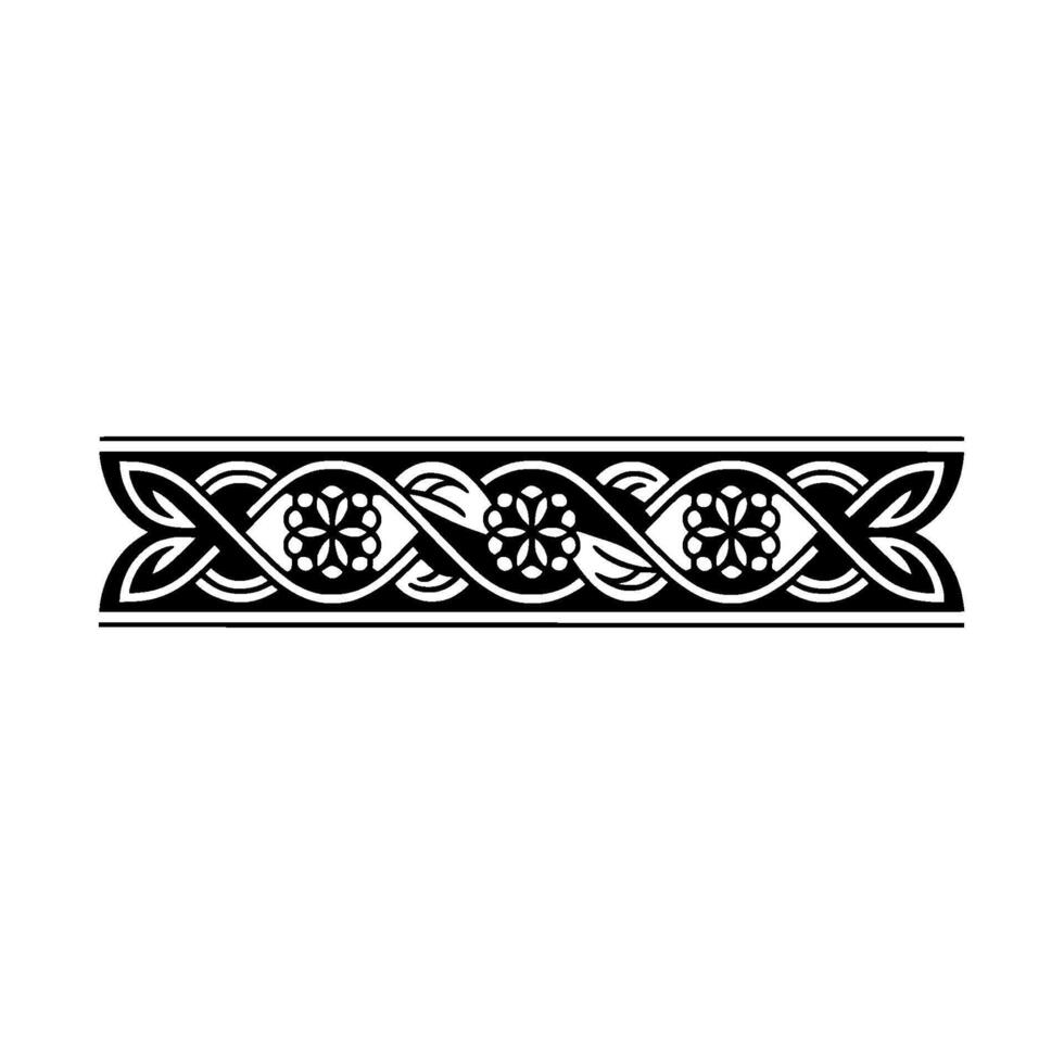 Elegant Celtic Border with Floral Motifs - Illustration vector