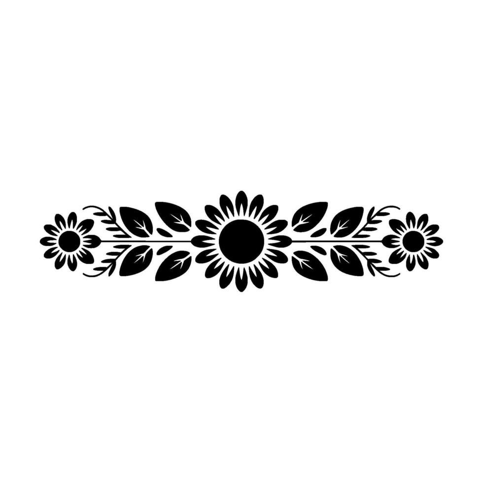 Black Floral Divider, Minimalist, Illustration, Banner Element vector