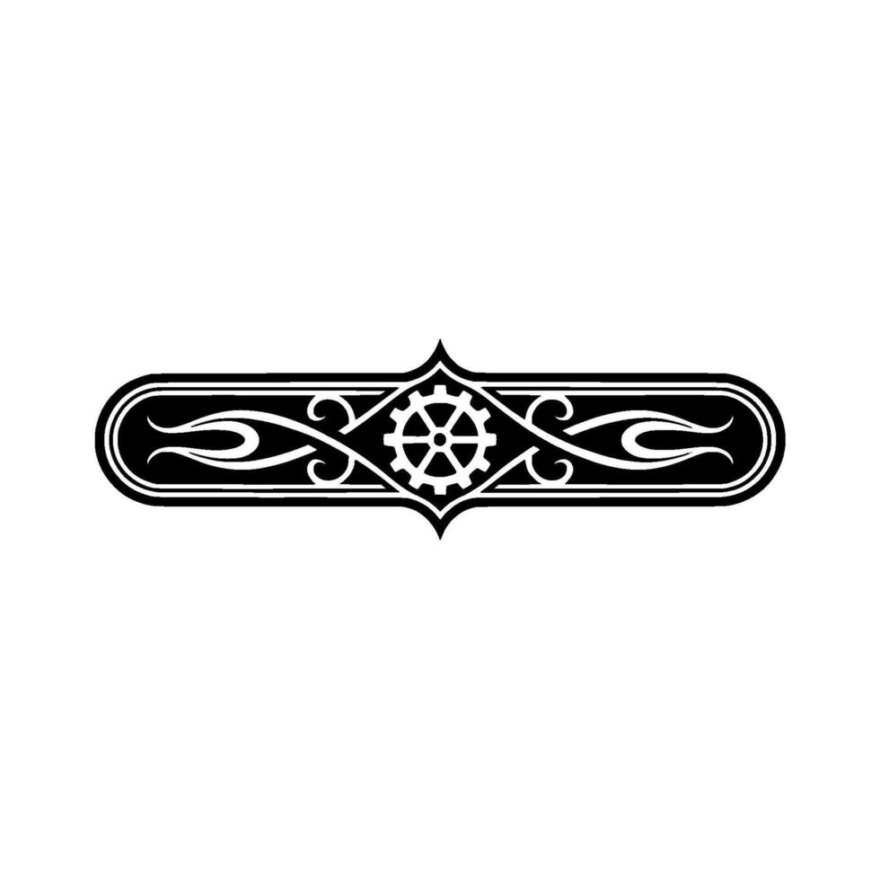 Steampunk Gear Scrollwork Ornament on White vector