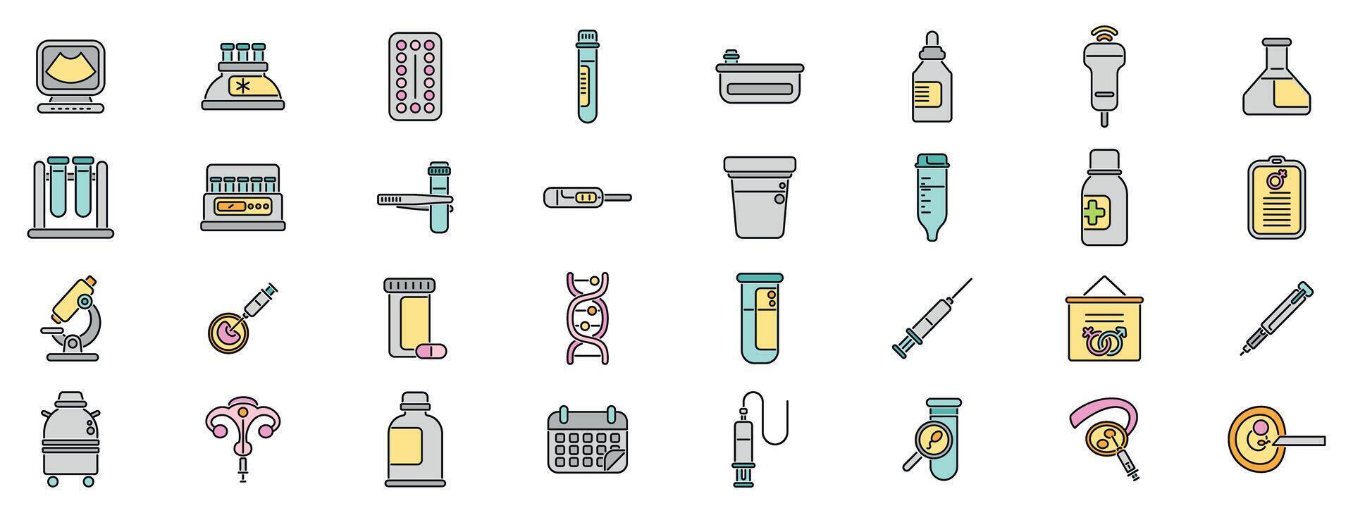 Artificial insemination and in vitro fertilization icons representing assisted reproductive technology vector