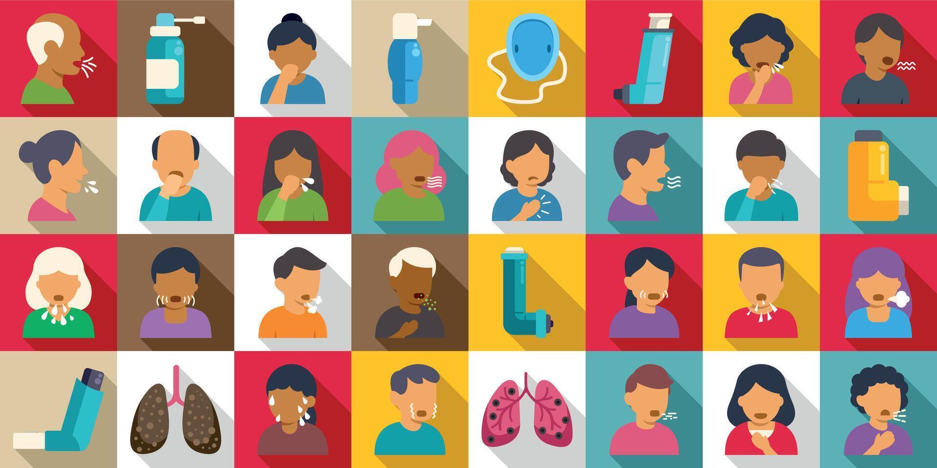 Asthma tools and individuals managing symptoms vector