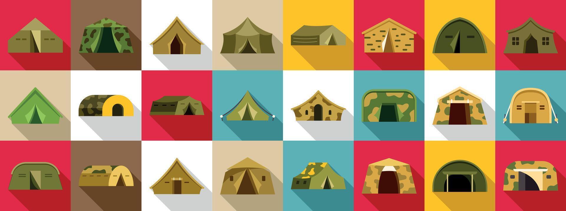 Illustration of different tents and shelters vector