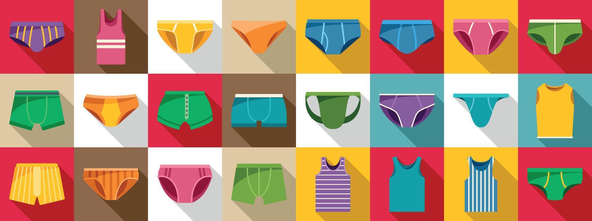 Colorful underwear and tank tops collection vector