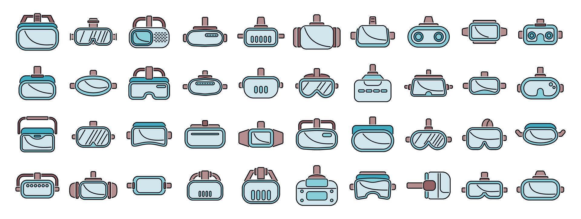 Virtual reality headsets and glasses showing modern technology vector