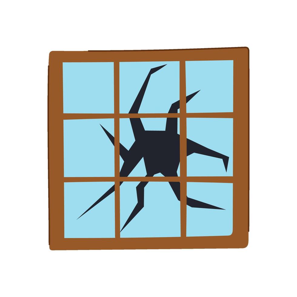 broken glazing wood windows cartoon item vector