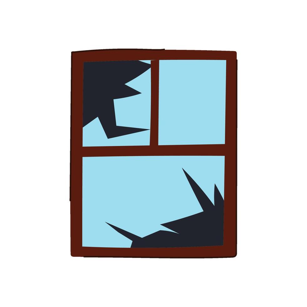 broken weatherproofing wood windows cartoon element vector