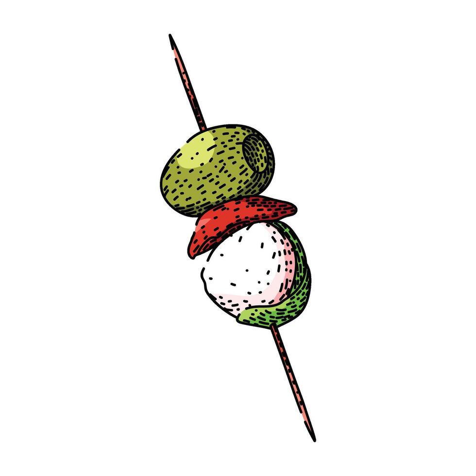 fingerfood canape sketch hand drawn figure vector