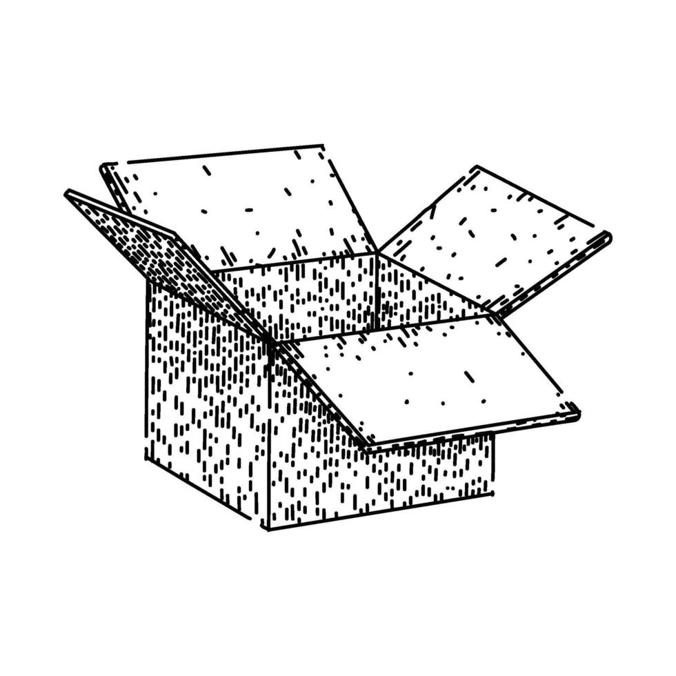 shipping cardboard box sketch hand drawn element vector