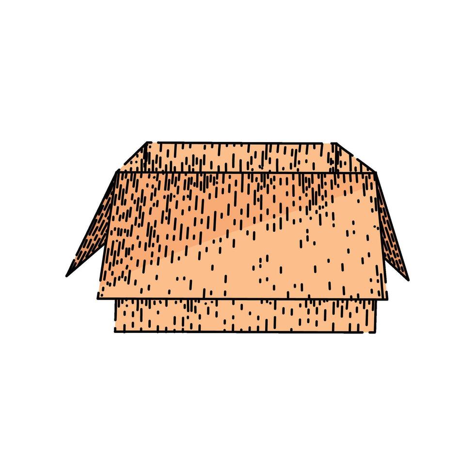 storage cardboard box sketch hand drawn item vector