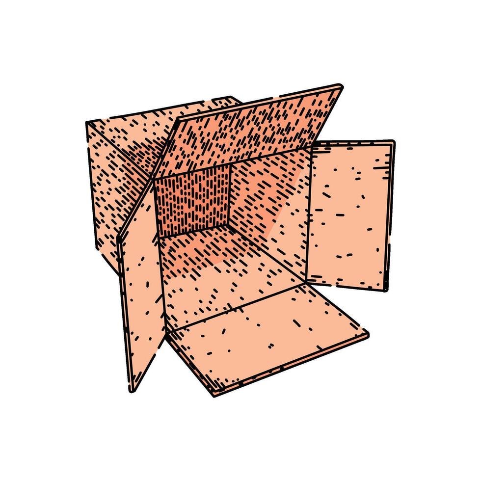 corrugated cardboard box sketch hand drawn item vector
