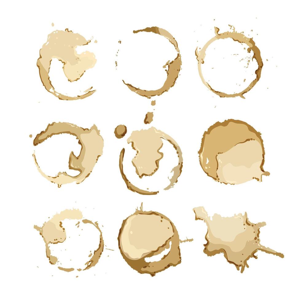 stain coffee set cartoon badge vector