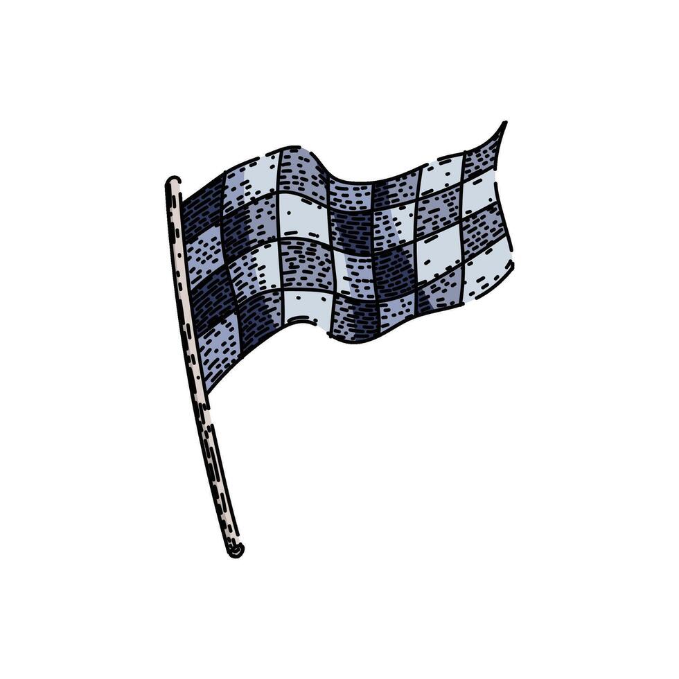 speed flag race sketch hand drawn element vector