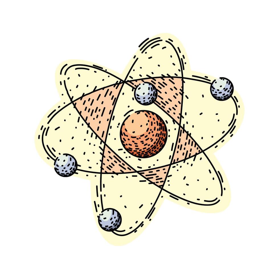 electron molecule atom sketch hand drawn element vector