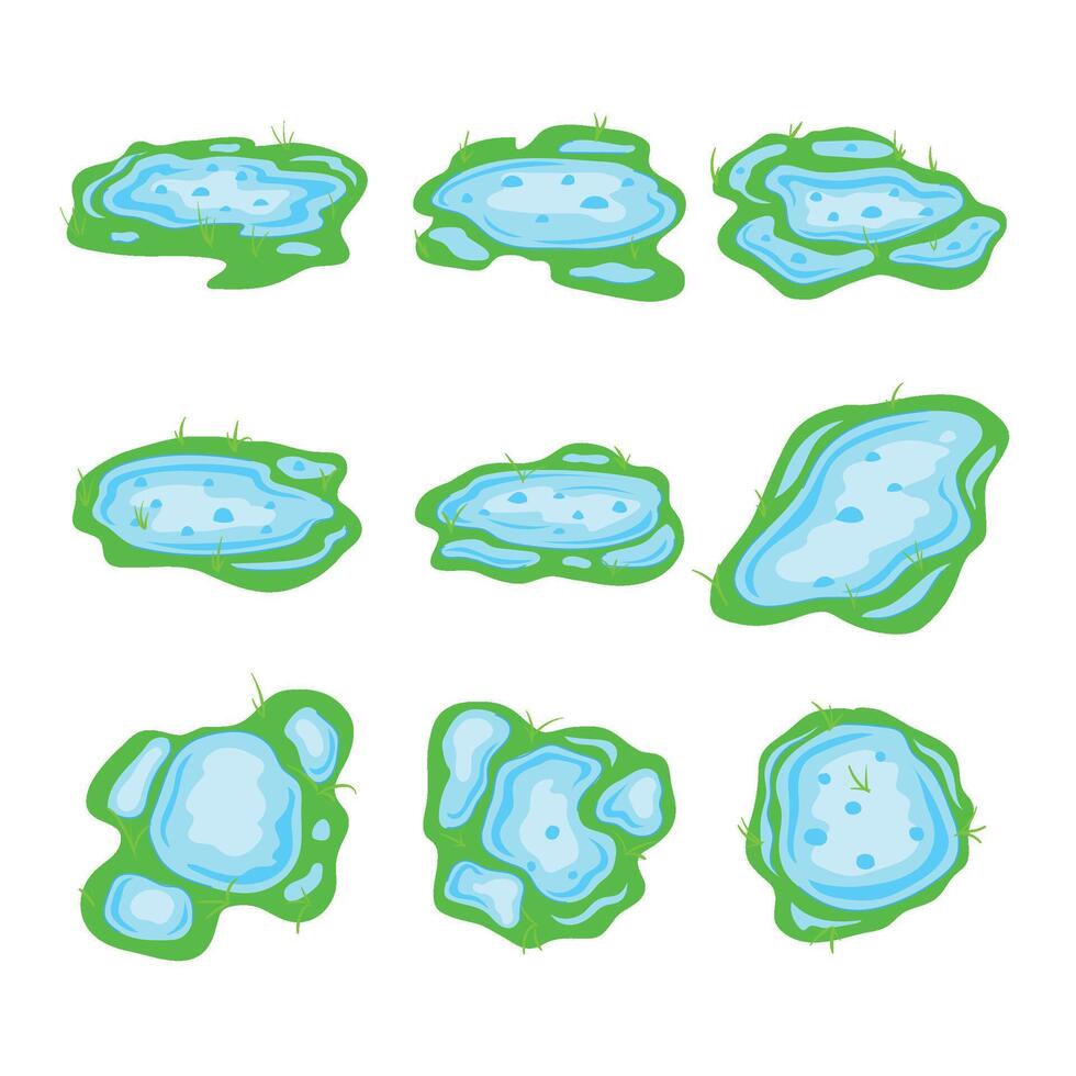 set puddle cartoon element vector