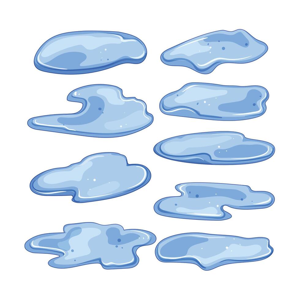 set puddle cartoon figure vector