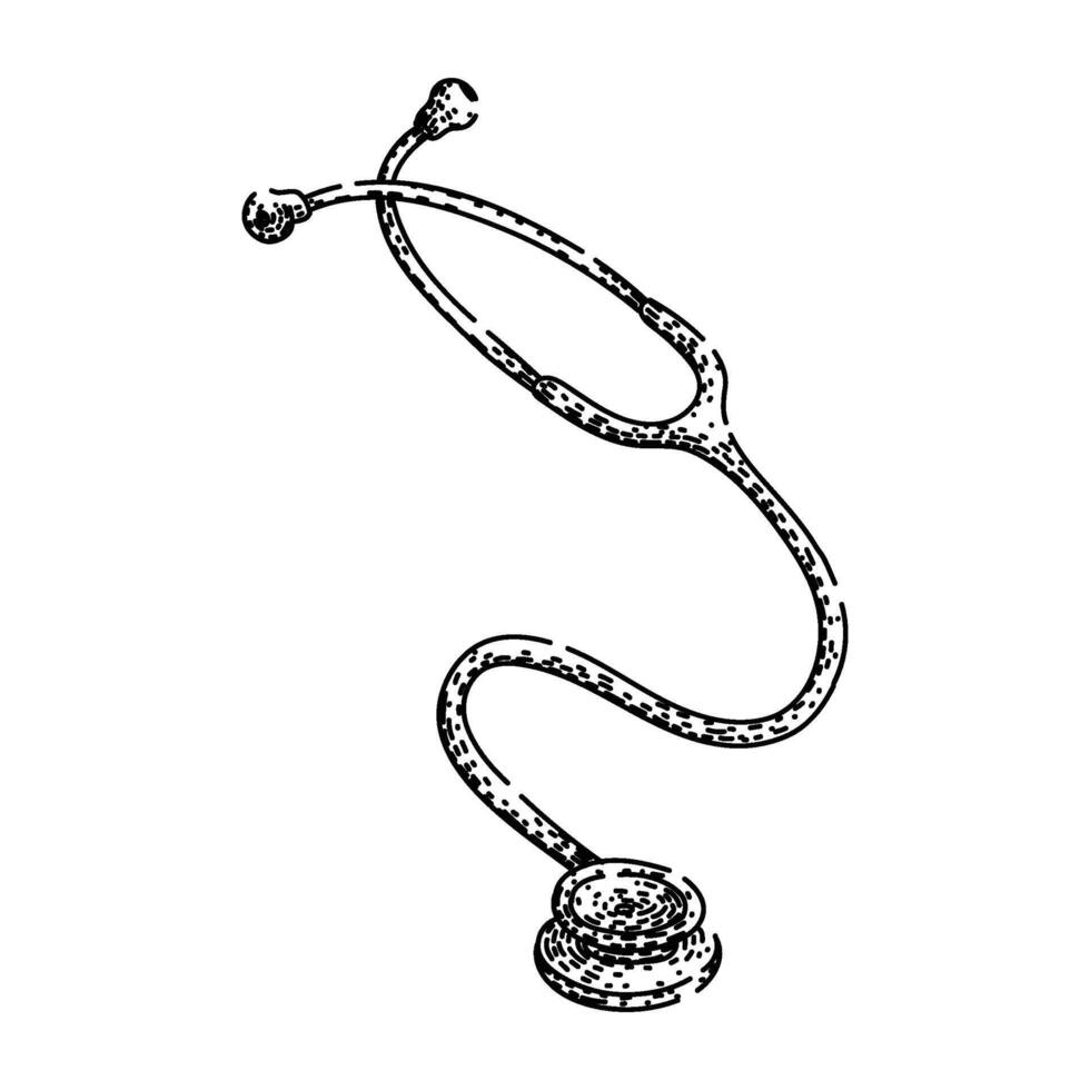 healthcare stetoscope sketch hand drawn badge vector