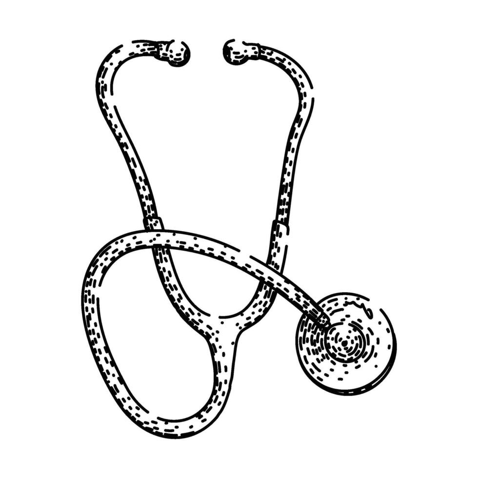 medical stetoscope sketch hand drawn figure vector