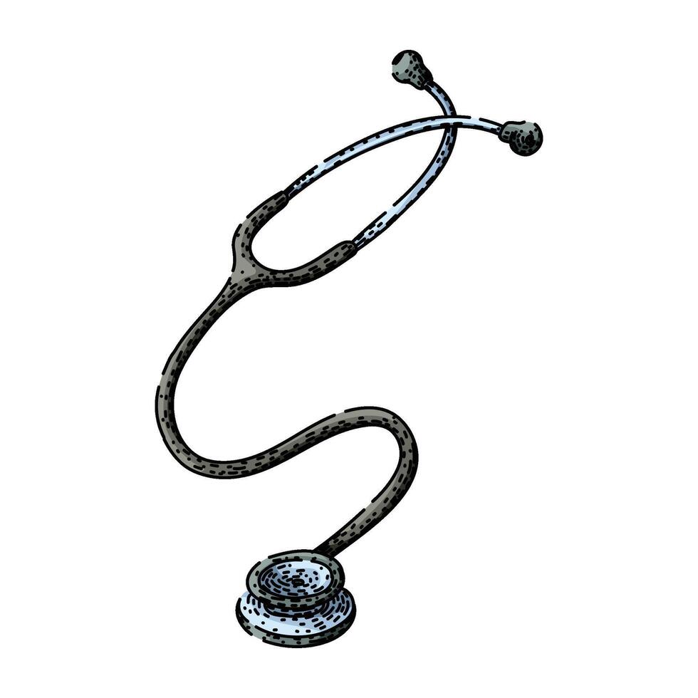 healthcare stetoscope sketch hand drawn element vector