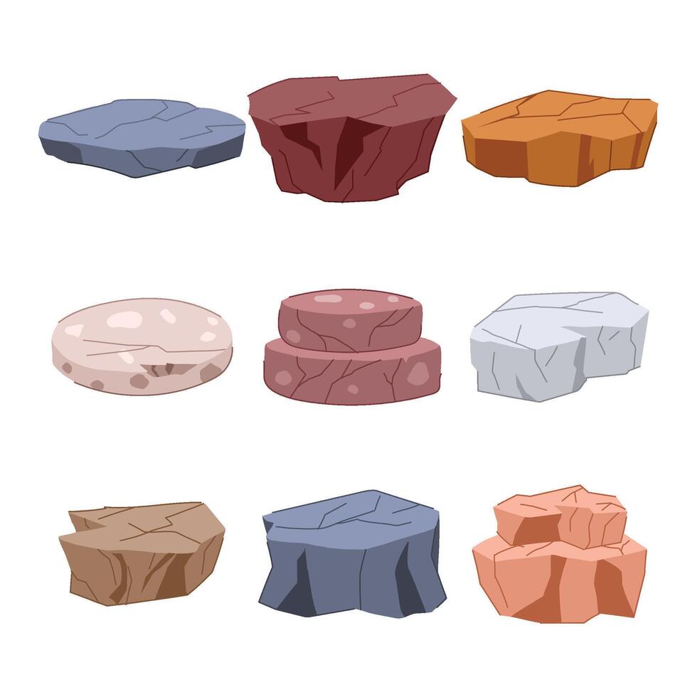 platform stone set cartoon figure vector