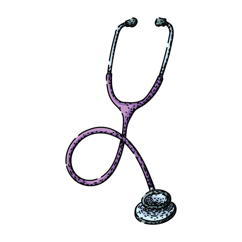 nurse stetoscope sketch hand drawn badge vector