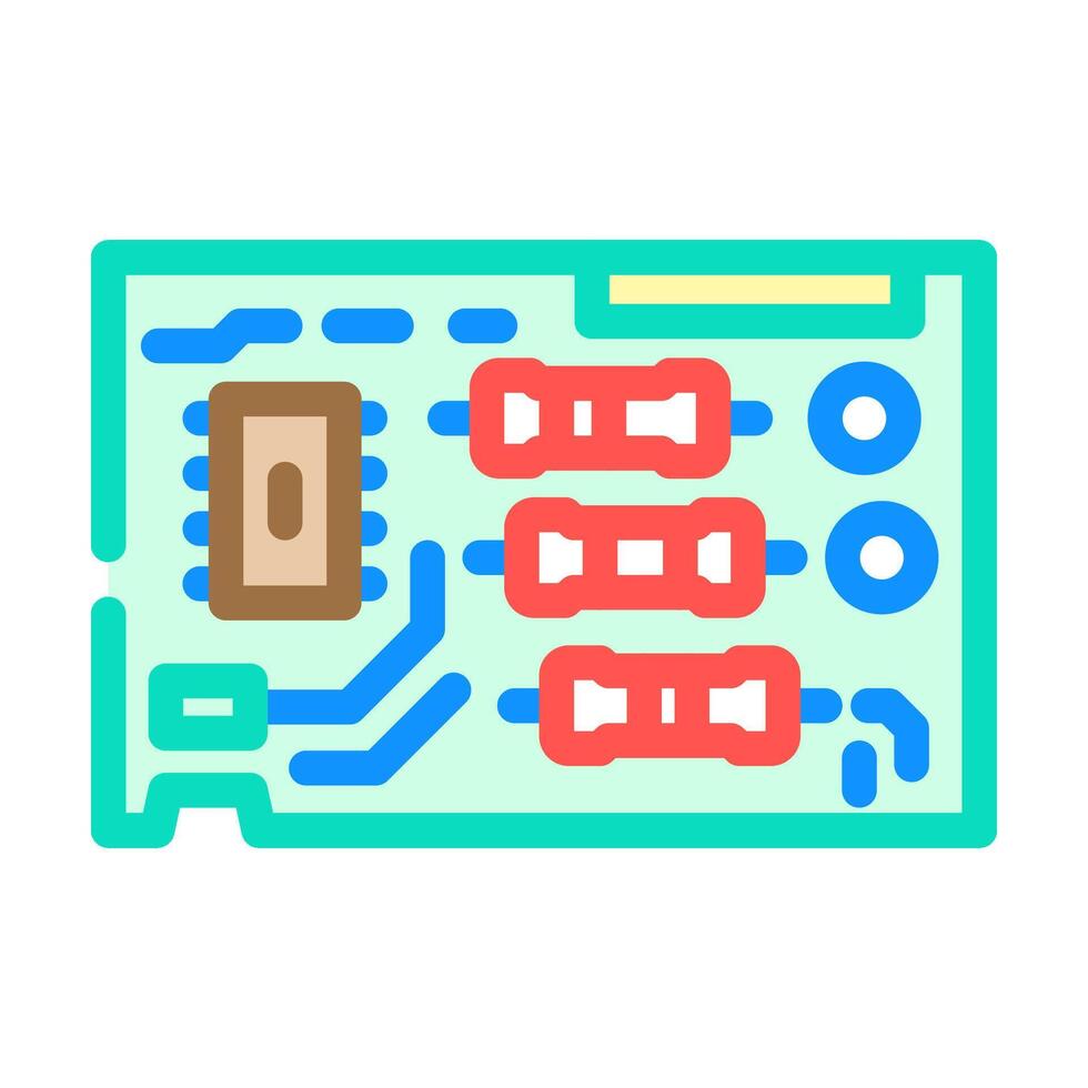 top view printed circuit board pcb color icon object vector