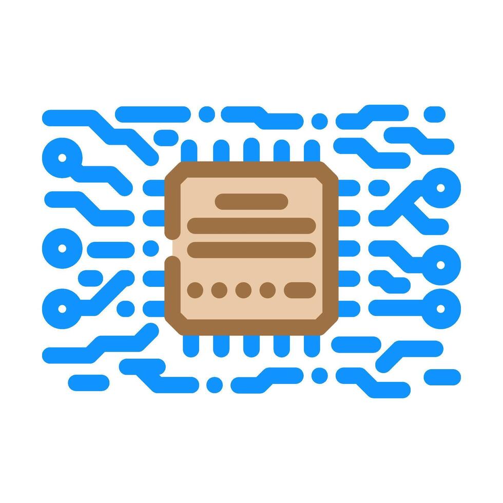 microchip circuit lines color icon symbol vector