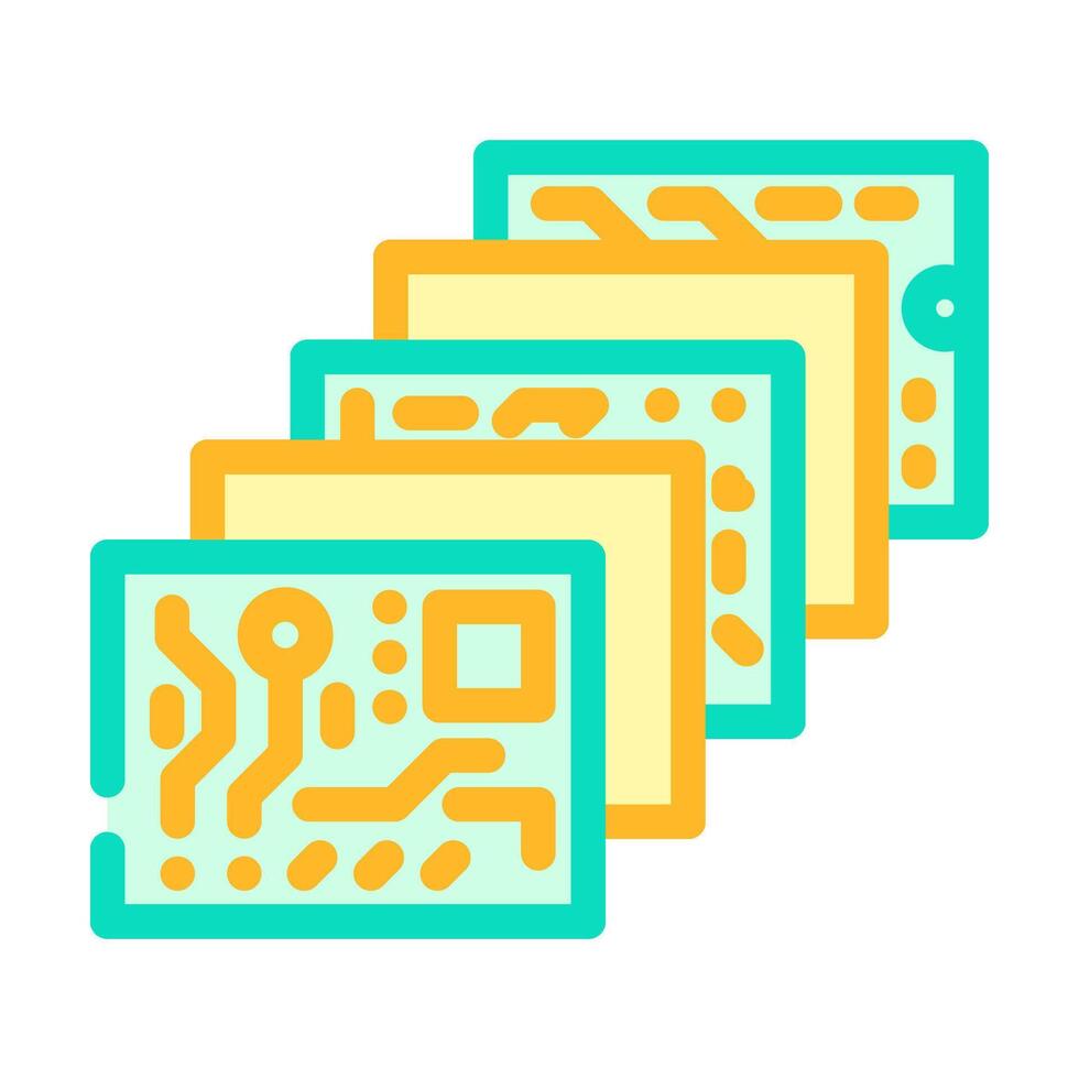 multi layered circuit design color icon illustration vector