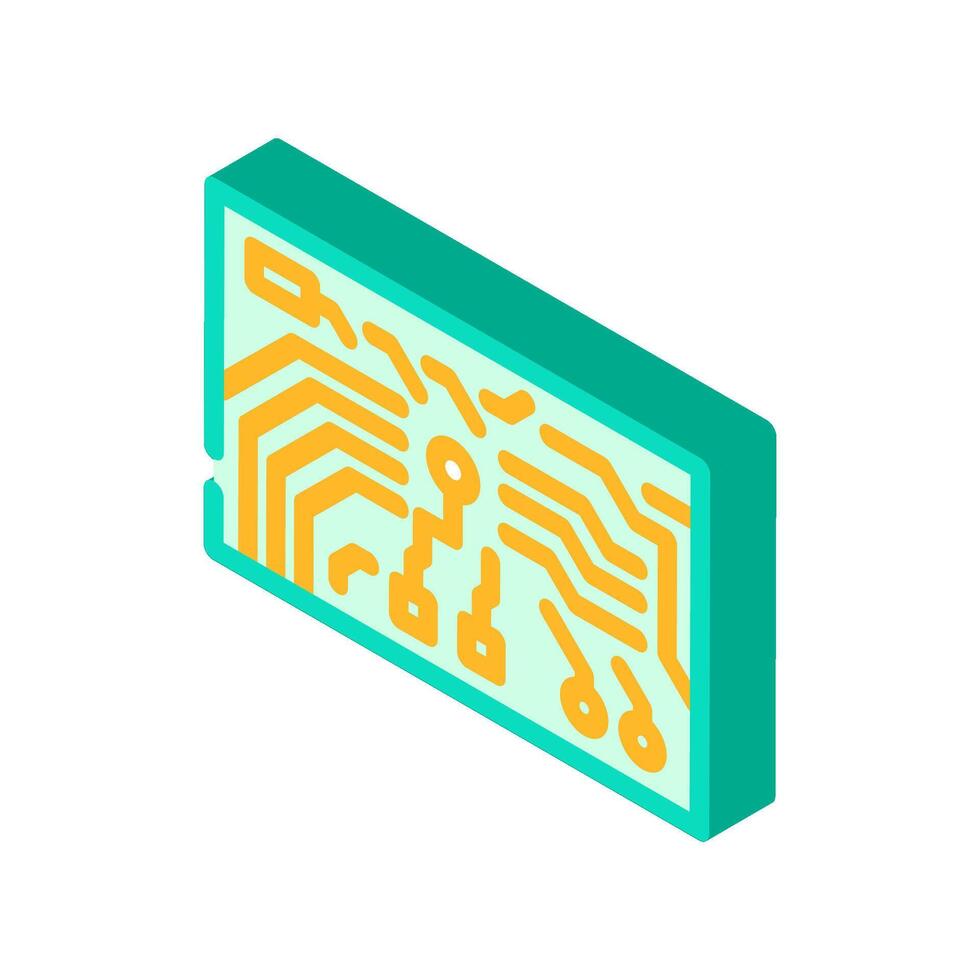 green pcb copper tracks isometric icon illustration vector
