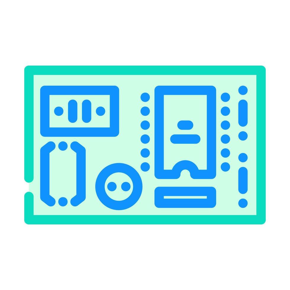 pcb labeled components color icon illustration vector
