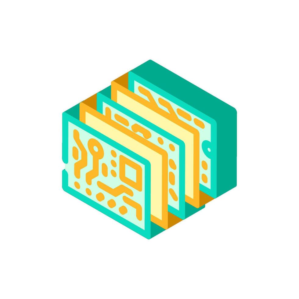 multi layered circuit design isometric icon illustration vector