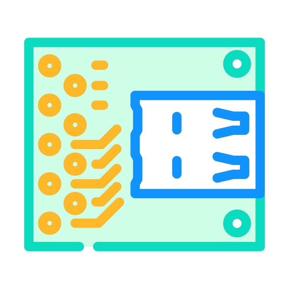 pcb connected usb port color icon illustration vector