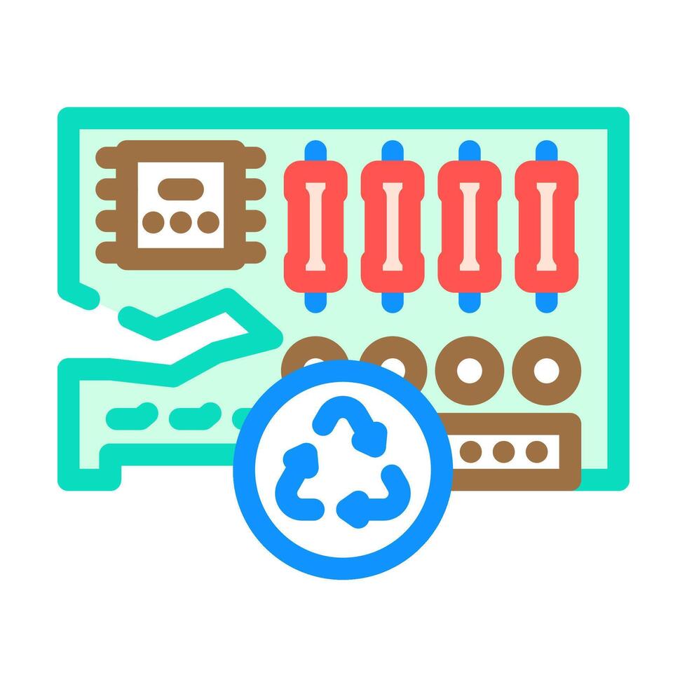 circuit board recycling color icon illustration vector