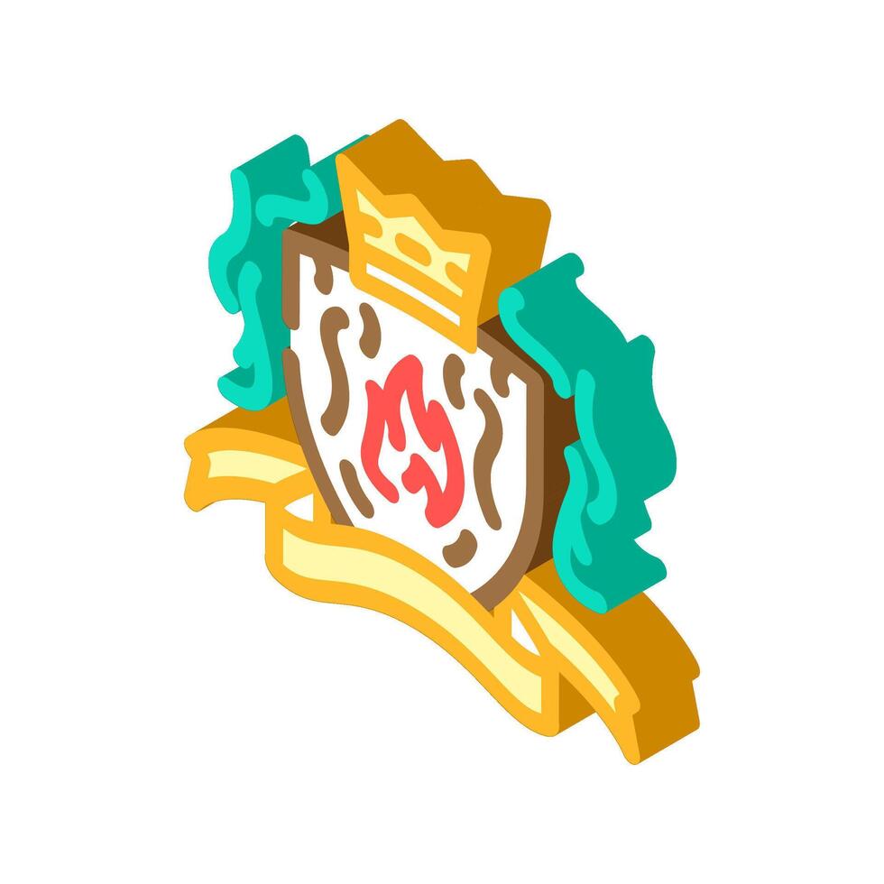 coat arms luxury medieval heraldry isometric icon illustration vector