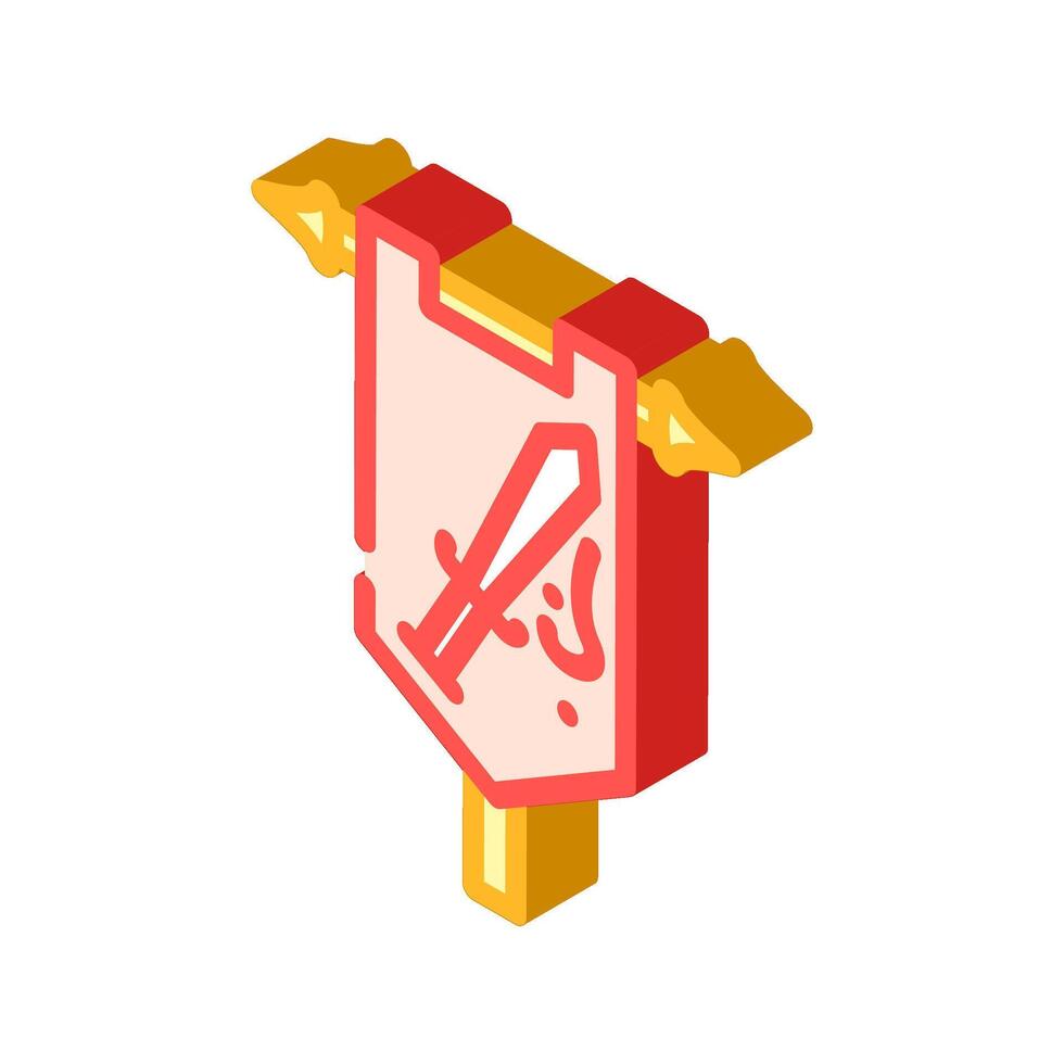 flag kingdom medieval heraldry isometric icon illustration vector