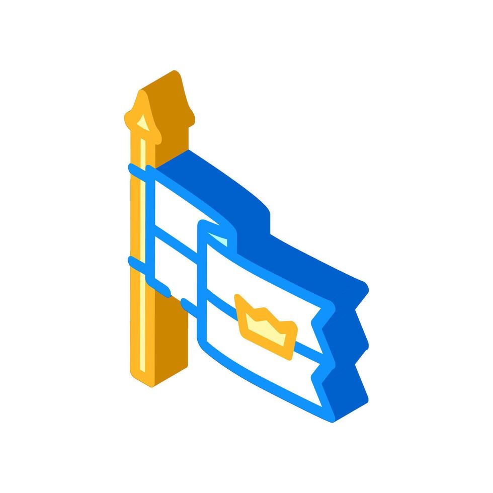 flag royal medieval heraldry isometric icon illustration vector