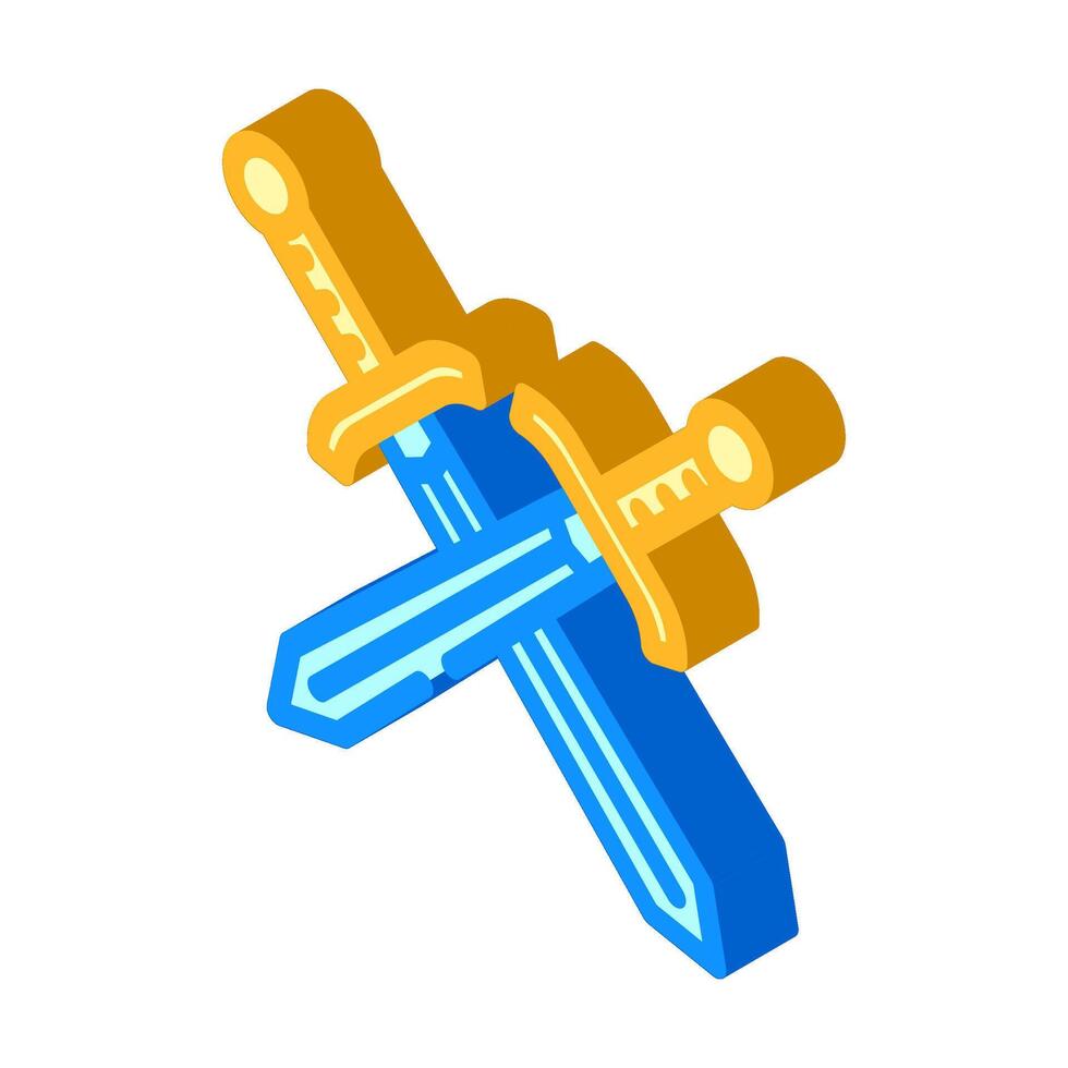 crossed swords heraldic isometric icon illustration vector