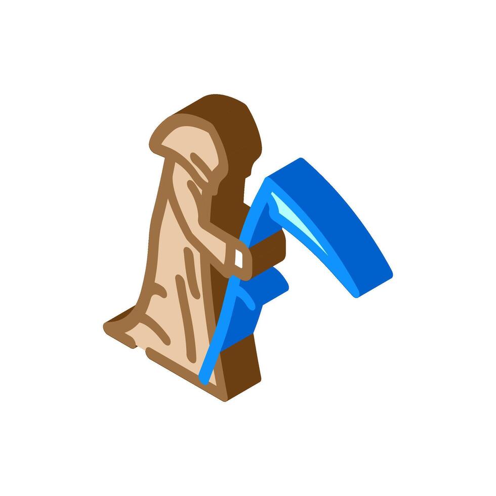grim reaper mortality isometric icon illustration vector
