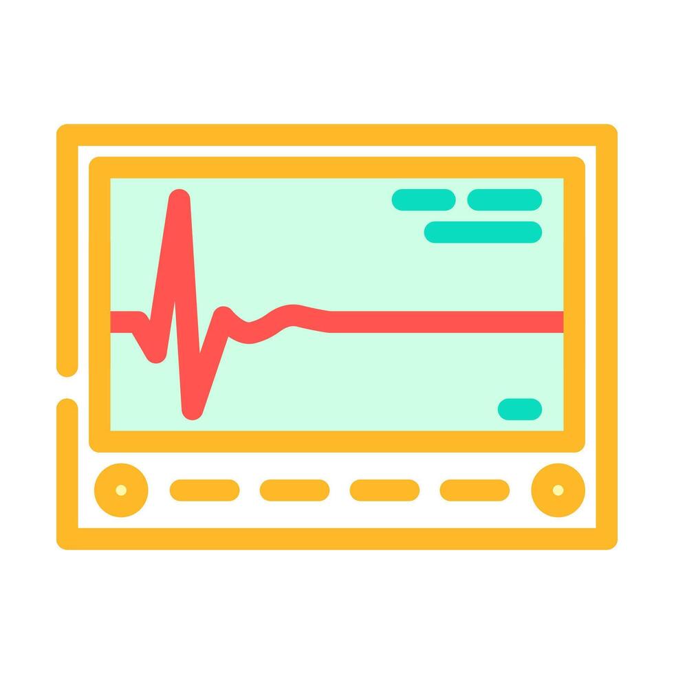 flat heart monitor line mortality color icon illustration vector